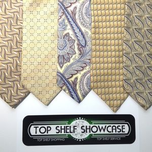 Men's Tie Variety Lot of 5 Blue Gold Feiss P Ellis